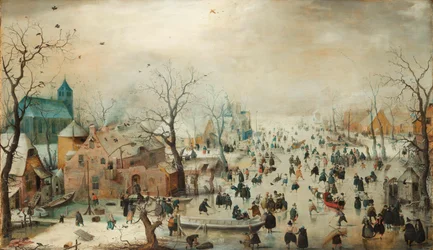 saksa: Winter landscape with skaters Talvimaisema luistelijoiden kanssa Talvimaisema luistelijoiden kanssa
