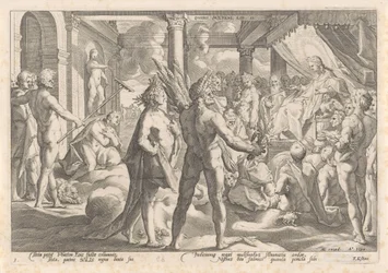 Phaëthon kysyy Apollolta, voiko tämä ajaa vaunuissaan Metamorphoses of Ovid (sarjan nimi)