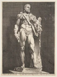 Keisari Commodus Herkuleksena, kolmesta kuuluisasta antiikkipatsaasta Roomassa.