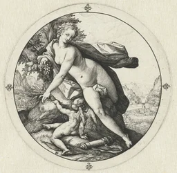 Venus ja Cupid Venus jäätyy ilman Ceresta ja Bacchusta (otsikko esineessä)