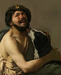 Naurava Bravo koiransa Diogenesin kanssa, 1628.