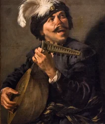 Luuttusoittaja laulamassa, n. 1626 (Öljy kankaalle)