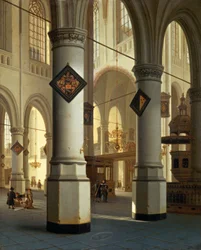 Näkymä Die Oudekerk (vanha kirkko) Delftissä (maalaus