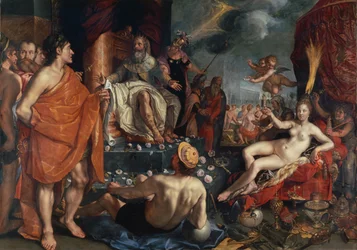 Hermes esittelee Pandoran kuningas Epimetheukselle, 1611