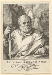 Pyhä Mattias, Kristuksesta, Apostoleista ja Pyhästä Paavalista uskontunnustuksen kanssa, n. 1589.