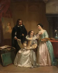 Gerard van Honthorst näyttää oppilaansa Louise of Bohemia piirustuksia Amalia van Solmsille