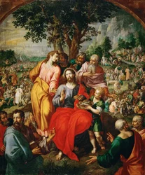 Viiden leivän ja kahden kalan ihme (Leipien kertominen) - Viiden leivän ja kahden kalan ihme, kirjoittanut Clerck, Hendrick, de (noin 1560-1630). Öljy kankaalle, n. 1590. Koko: 203x167 cm. Taidehistoriallinen museo, Wien
