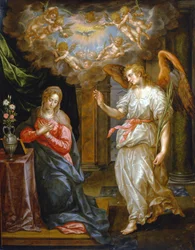 Marian ilmestys, n.1575-1625 (öljy paneelille).
