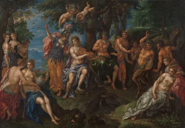 Apollon ja Panin välinen kilpailu, noin 1600-1625 (öljy kuparille).