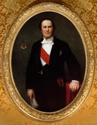 Paroni Eugene-Georges Haussmannin muotokuva, Pariisin prefet (1809-1891)” Hän oli toisen imperiumin alaisen Pariisin kaupungin suurten kunnostustöiden alullepanija. Henri Lehmannin maalaus (Karl Ernest (Ernst) Rudolf Heinrich Salem dit) (1814-1882)
