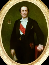 Paroni Eugene-Georges Haussmannin muotokuva, Pariisin prefeetti (1809-1891)” Hän oli toisen imperiumin alaisen Pariisin kaupungin suurten kunnostustöiden alullepanija. yksityiskohta Henri Lehmannin (Karl Ernest (Ernst) Rudolf Heinrich Salemin maalauksesta)