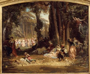 Kevätjuhla Toscanassa. Henri Baronin (1816-1885) maalaus