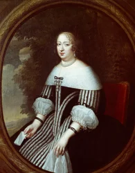 Itävallan Annen (1601-1666) muotokuva leskenpuvussa Charles Beaubrunin (1604-1692) ja Henri Beaubrunin (1603-1677) maalaus 1600-luvun su. 1,8x1 m Versailles, musee du chateau