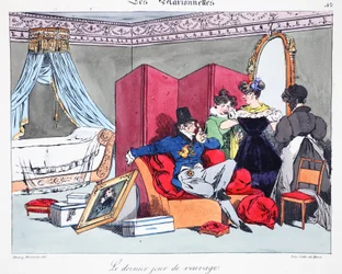 Le dernier jour de veuvage, kuvitus Henri Monnierin teoksesta 