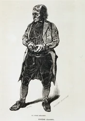 Isä Grandet - teoksessa "Eugénie Grandet", kirjoittanut Balzac, ill. Henri Monnier, alkuperäinen painos vuodelta 1843