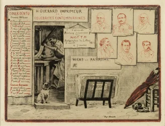 Herra de Lessepsin, Coppéen, kenraali Pittién, de Bornierin, Henri Martinin, Mis de Chervillen muotokuvia, 1883 (etsaus, kuivakärki)