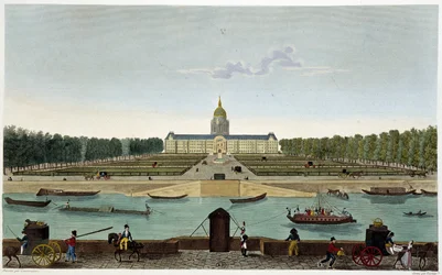Näkymä Champ de Marsista ja Hôtel des Invalidesista Seinen toisella puolella (Cours la Reine) - Courvoisier