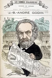 Jean Baptiste André Godin (1817-1888), teollinen perheen perustaja. Demaren piirustus teoksesta "Tämän päivän miehet".