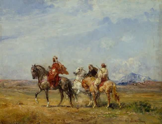 Arabien metsästysseurue (öljy kankaalle)