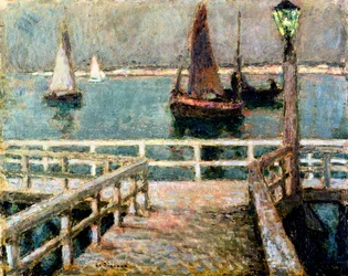 La jetee. Peinture de Henri Eugene Le Sidaner (Henri-Eugene Le Sidaner).
