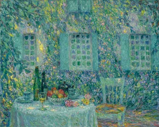 Pöytä. Aurinko lehdillä, Gerberoy - Peinture de Le Sidaner, Henri (1862-1939)