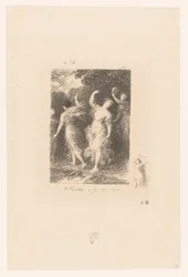 Bacchantes tanssii ja tekee musiikkia Bacchus André Chénierin runot (sarjan nimi) Illustrations pour les Poésies d