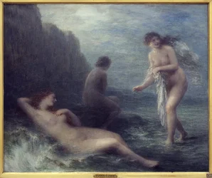 Meren rannalla. Henri Fantin Latourin (1836-1904) maalaus Öljy kankaalle