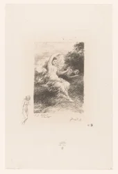 Lydé valvoo nukkuvaa rakastajaansa Lyde André Chénierin runot (sarjan nimi) Illustrations pour les Poésies d