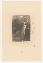 Nimf vlucht weg voor sater Yöllä vaeltava nymfi Bukolikot. Idyllejä ja idyllien fragmentteja. XXIV Gedichten van André Chénier (sarjan nimi) Kuvituksia André Chénierin runoihin (sarjan nimi)