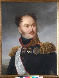 Muotokuva kreivi Mihail (Michael) Fjodorovitš Orlovista (1788-1842). Dekabristi (tai dekabristi) on edustettuna sotilaallisilla ja kunniamaininnoillaan. Henri Francois Riesenerin (1767-1828) maalaus, öljy kankaalle, noin 1818. Ranskalainen taide