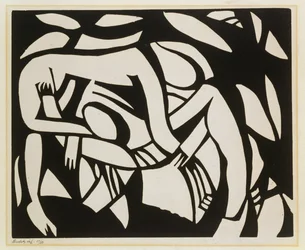 Wrestlers, n. 1914 (linopiirros)