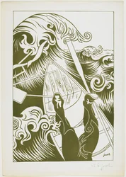 La Vague (Aalto) 1894 (litografia oliivinvihreällä musteella)