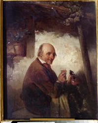 ""Mies viinilasilla" (mies viinilasilla) Henri Joseph Gommarus Carpenteron (1820-1874) maalaus 1800-luvun Ivan Kramskoyn taidemuseo (tai Kramskoi) Voronezhissa (Voronezh), Venäjä.