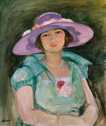 Marthe Lebasquen muotokuva violetissa hatussa, 1925-26