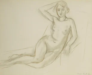 Nude Sitting on a Reclining Chair; Nu Assis sur une Chaise Longue (Alaston istuu pitkällä tuolilla)