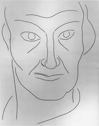Charles Baudelairen (1821-67) muotokuva, kuvitus Stephane Mallarmen (1842-98) runoihin 1932 (tussi ja tussi paperille) (s/w valokuva)