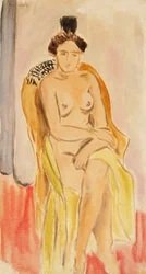 Istuva naisen alaston, 1919-1921 (öljy kankaalle).