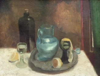Asetelma sitruunan kanssa tai Sininen karahvi (The Blue Carafe)