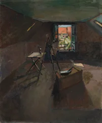 Studio räystään alla, noin 1903 (öljy kankaalle).