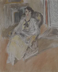 Nainen istuu nojatuolissa, noin 1922 (öljy kankaalle).