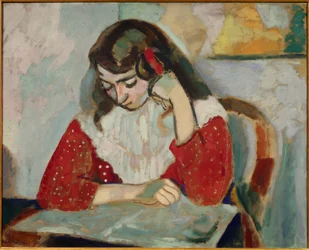 marguerite lisant 1906 (öljy kankaalle)