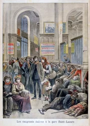 Italialaiset emigrantit Gare Saint-Lazaressa, Pariisissa, 1896