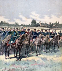 Sotilaallinen katsaus kenraali Saussierin ja ulkomaisten sotilasavustajien kanssa, 14. heinäkuuta 1891.