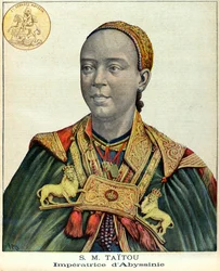 Etiopian keisarinna Taytu Betulin muotokuva (kaiverrus)
