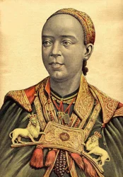 Abessinian ja Etiopian keisarinna Taitou (Taytu Betul) muotokuva.