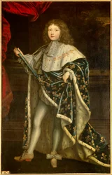Lapsena kuvatun Ludvig XIV:n (1638 - 1715) muotokuva sakraalipuvussa