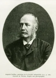 Auguste Dollfus, teollisuusyrityksen Dollfus Mieg toimitusjohtaja. Thiriatin kaiverrus havainnollistamaan tarinaa A läpi Elsassin ja Lorraine, Charles Grad, saksalainen deputer, vuonna 1885, tour du monde 1886, Edouard Chartonin (1807) johdolla.