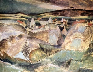 Kylä kallioiden keskellä, 1910