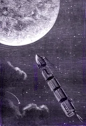 Luotijuna (tai ammus), jonka jättiläinen tykki ampui Kuuhun, Jules Vernen "From the Earth to the Moon"