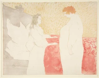 Femme au lit, profiili, au petit lever (nainen sängyssä, profiili, ylösnouseminen), sarjasta Elles
